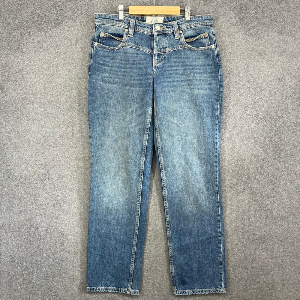 Free People Jeans Womens 28 High Rise Straight leg button‎ Fly Denim Blue